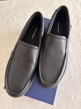 Rockport Black Leather Slip-On Men's Loafers